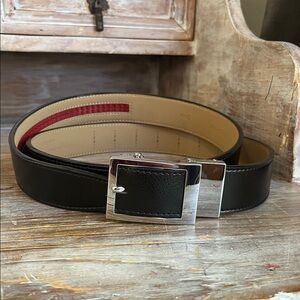🖤 Nexbelt Black Leather No Holes Belt Leather Silver Hardware Neubelt